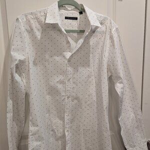Theory Shirts Men's White Blue Detail Print Button-Down SZ M